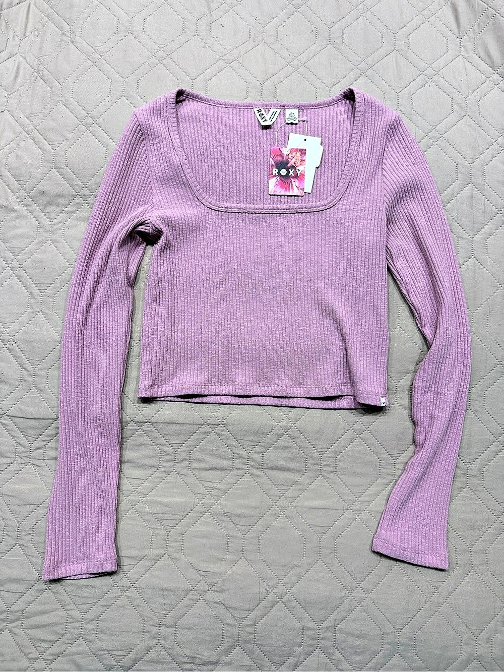 Roxy Long Sleeve Scoop Neck Purple Size Large NWT